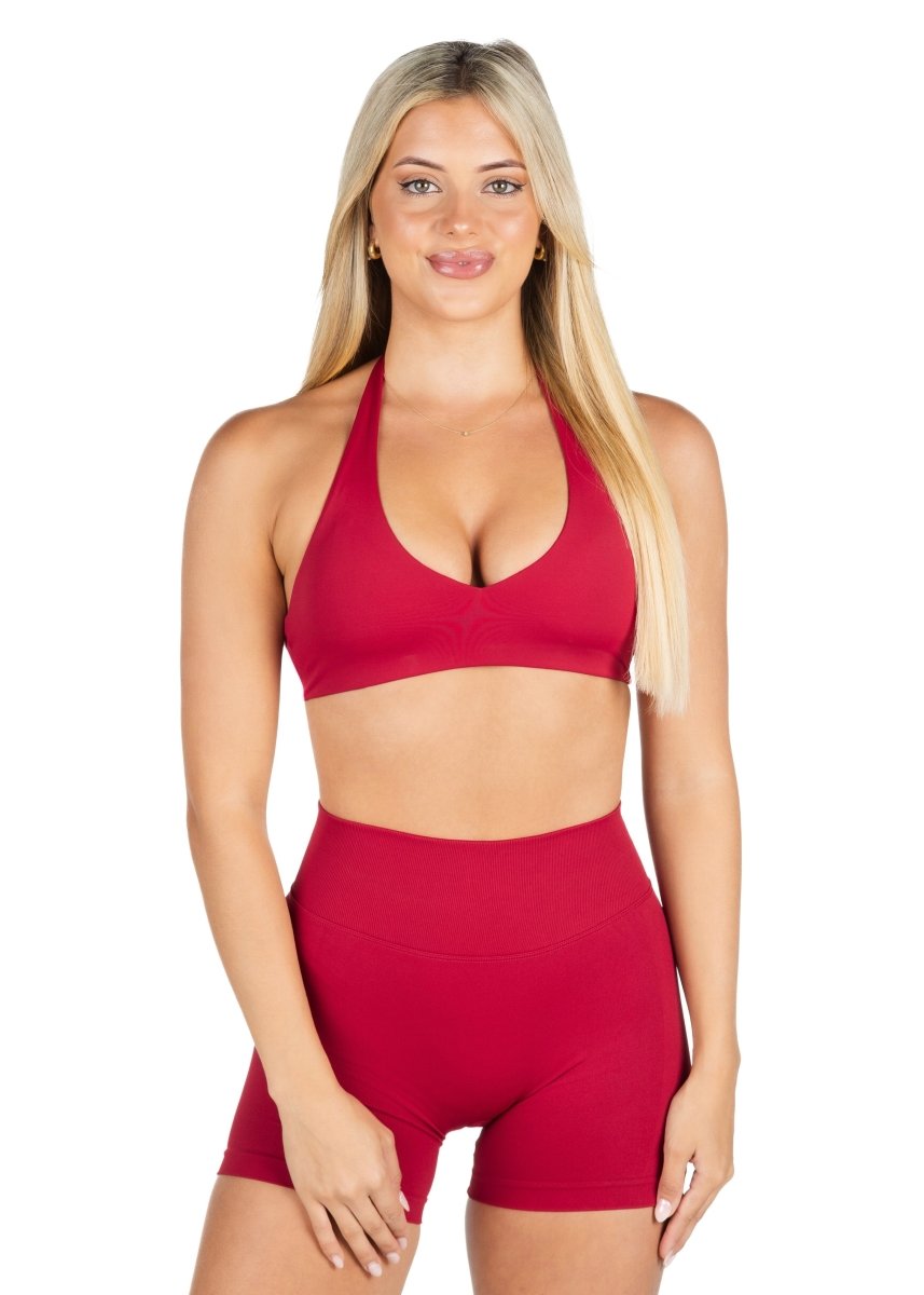 Dynamic Staple Halter Crop - Royal Red - Kikiva Collection