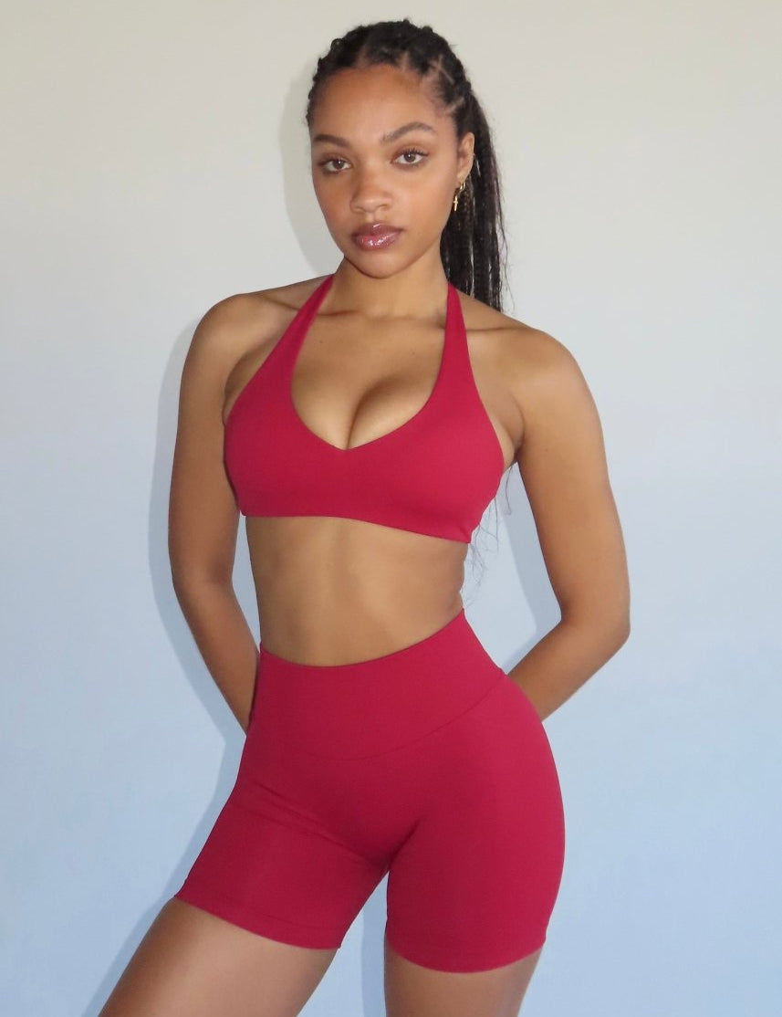 Dynamic Staple Halter Crop - Royal Red - Kikiva Collection
