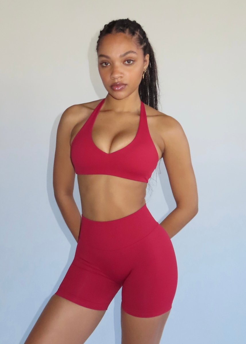 Dynamic Staple Halter Crop - Royal Red - Kikiva Collection