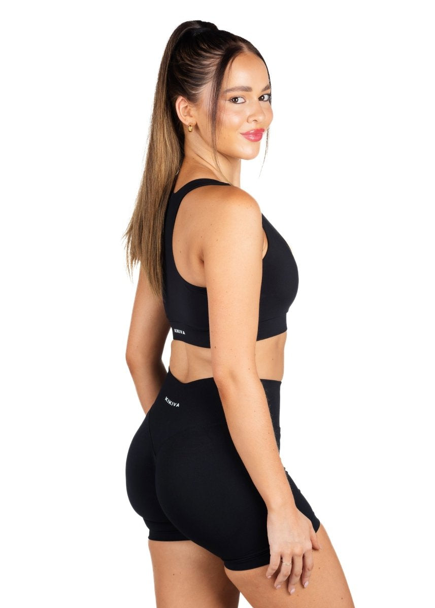 Dynamic 'Support' Crop - Black - Kikiva Collection