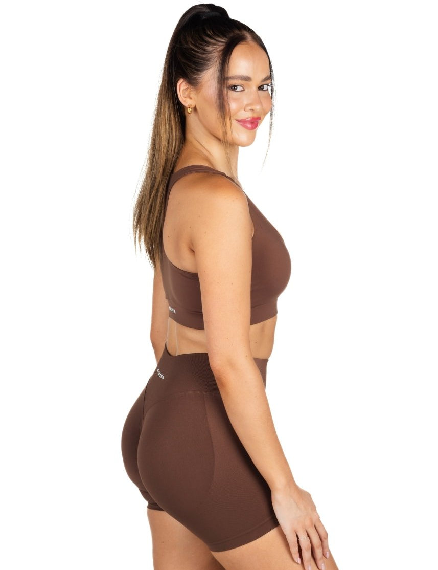 Dynamic 'Support' Crop - Mocha Brown - Kikiva Collection