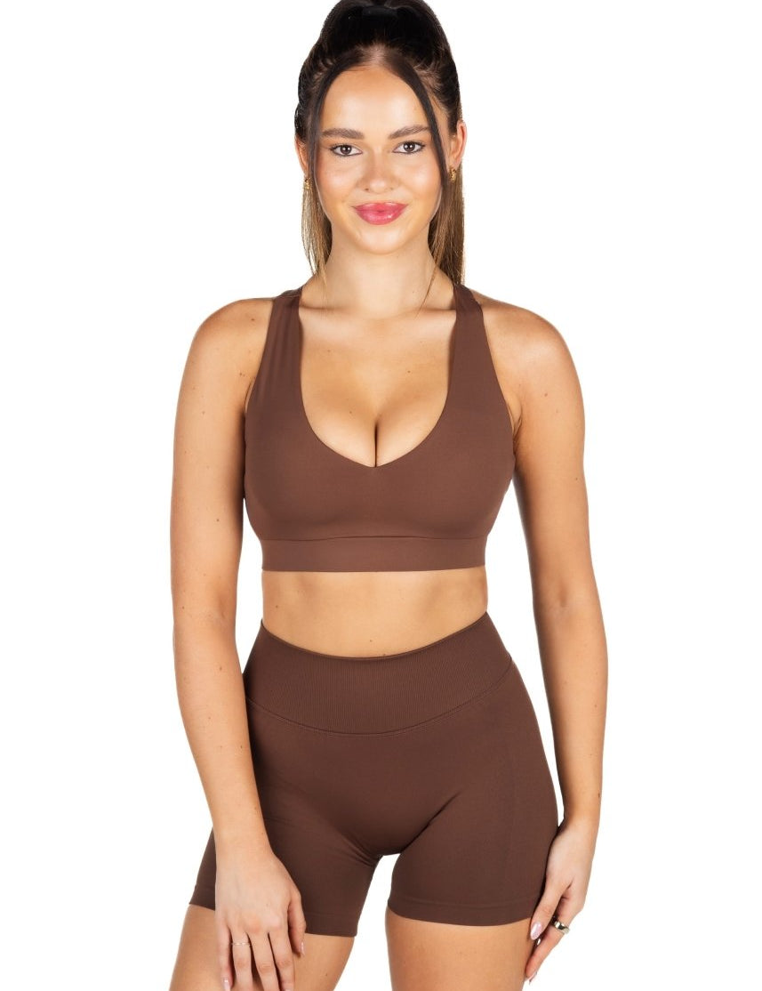Dynamic 'Support' Crop - Mocha Brown - Kikiva Collection