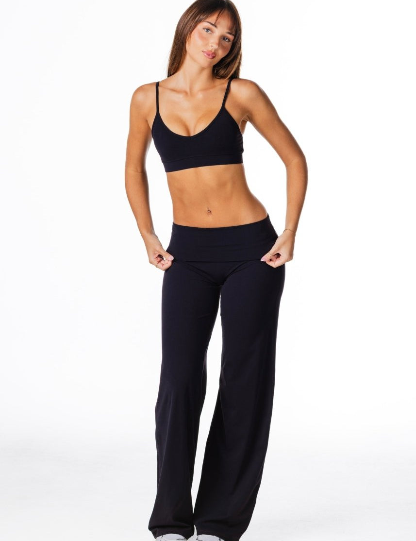 Fold Over 'Flow' Flares - Black - Kikiva Collection