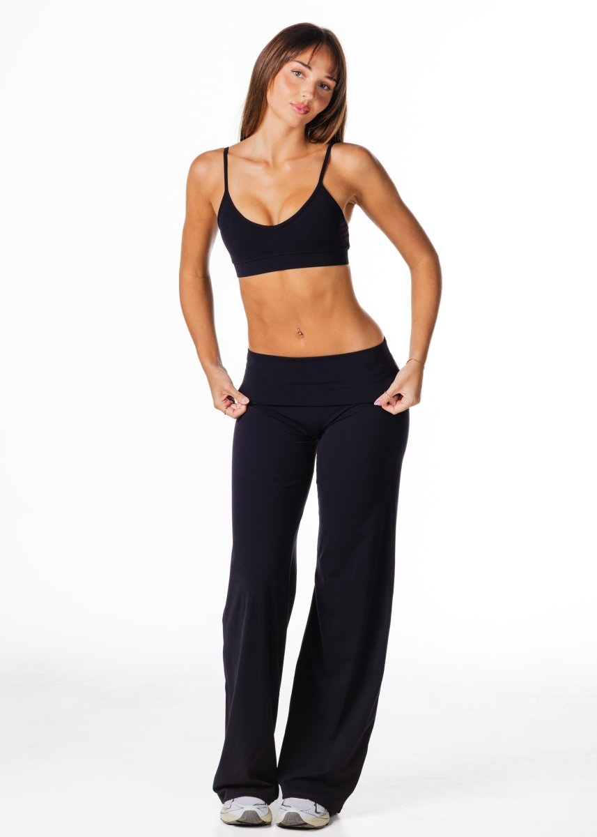 Fold Over 'Flow' Flares - Black - Kikiva Collection