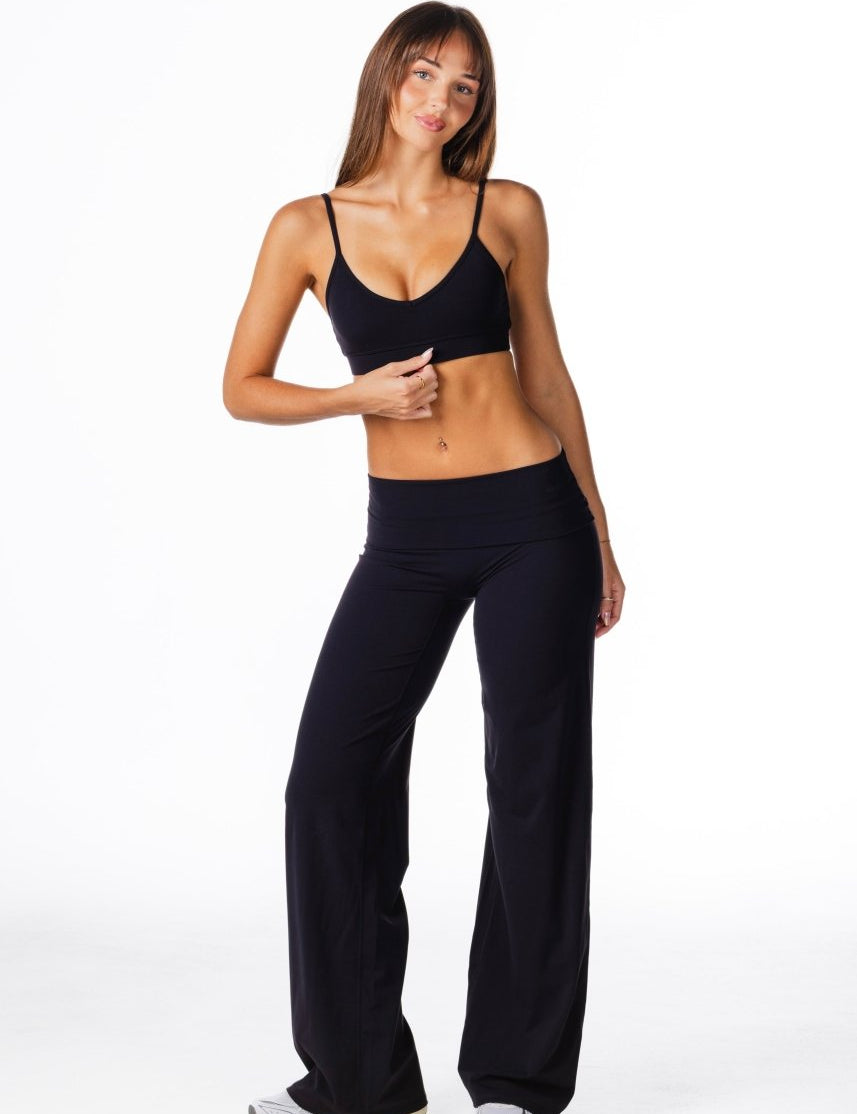 Fold Over 'Flow' Flares - Black - Kikiva Collection