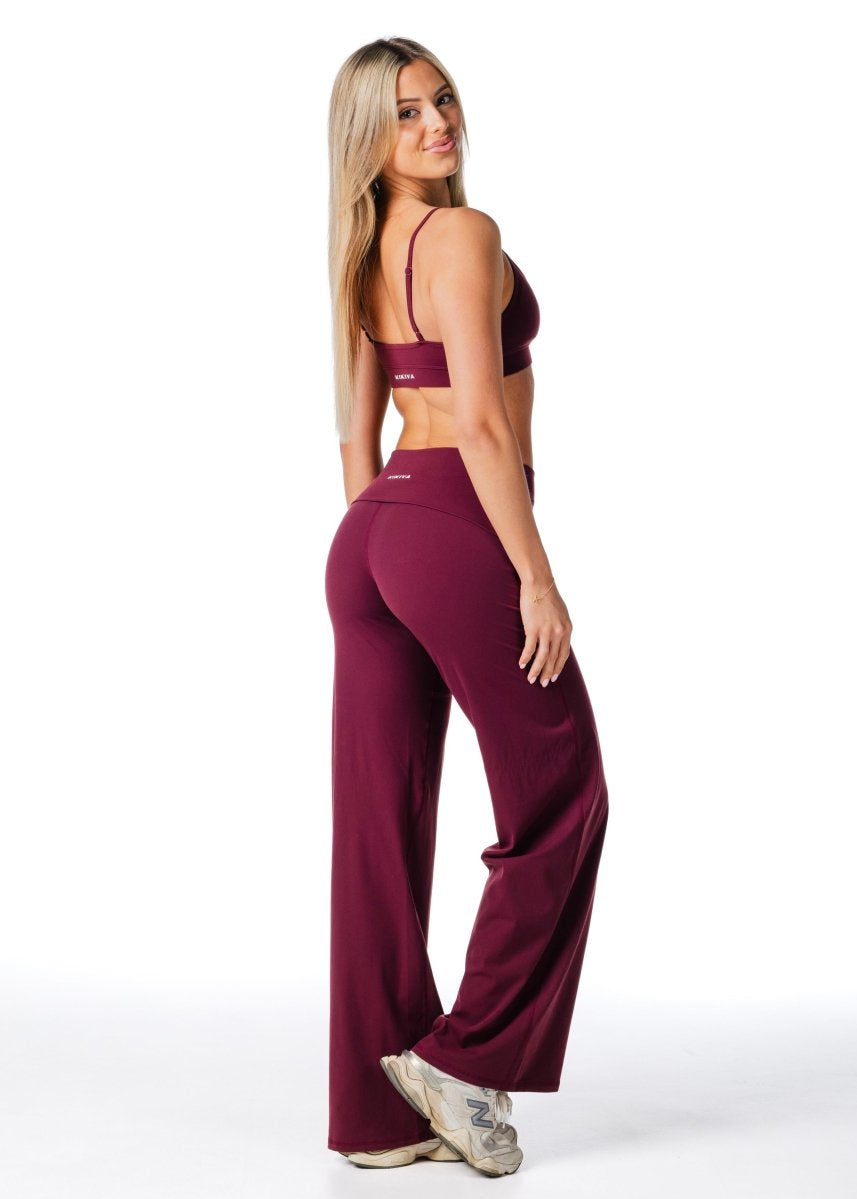 Fold Over 'Flow' Flares - Burgundy - Kikiva Collection