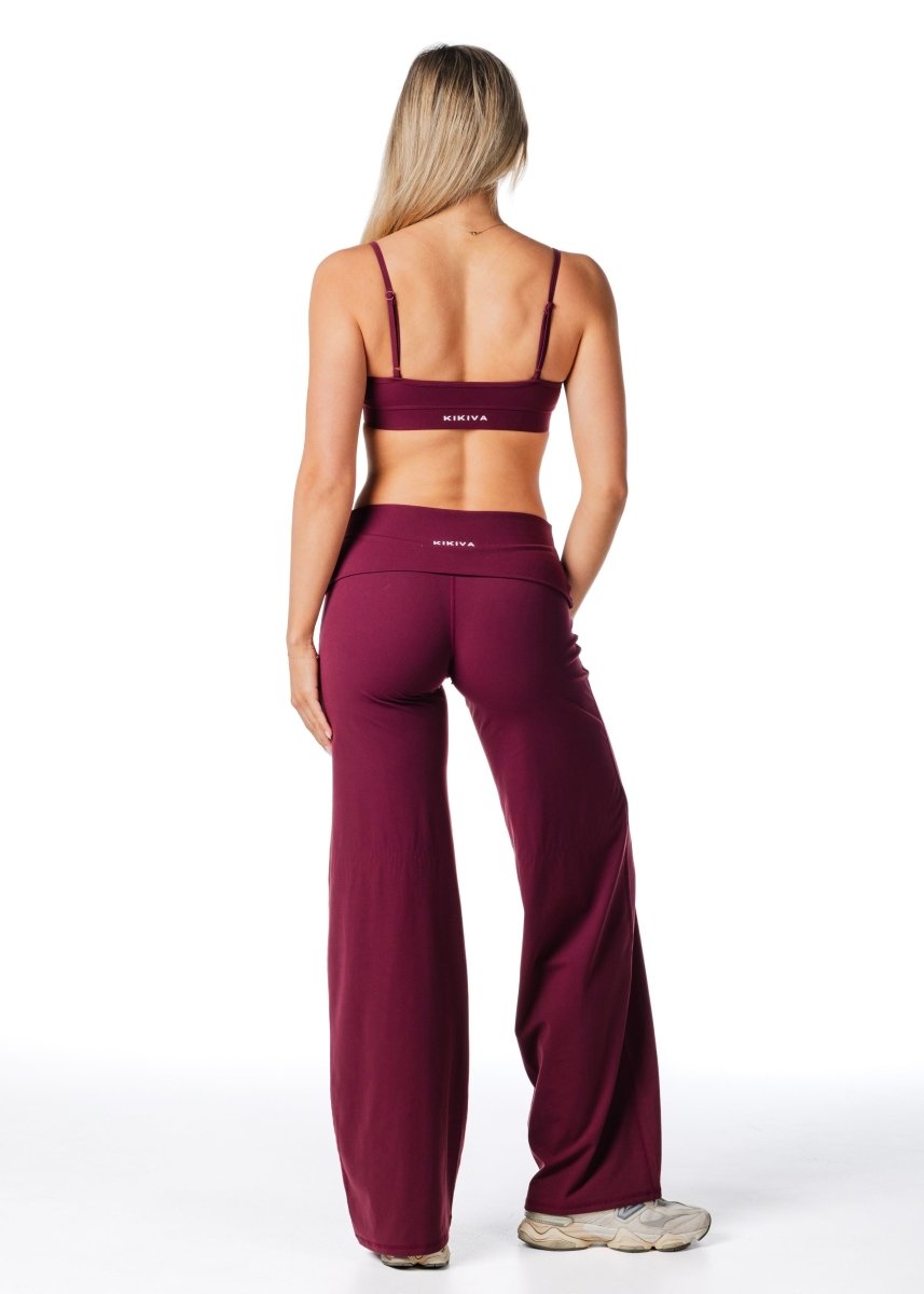 Fold Over 'Flow' Flares - Burgundy - Kikiva Collection