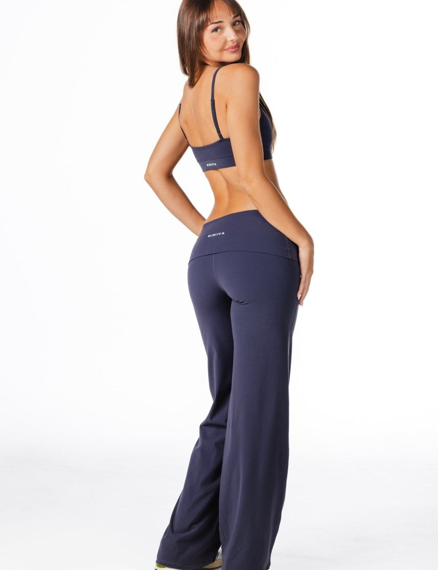 Fold Over 'Flow' Flares - Dark Navy - Kikiva Collection