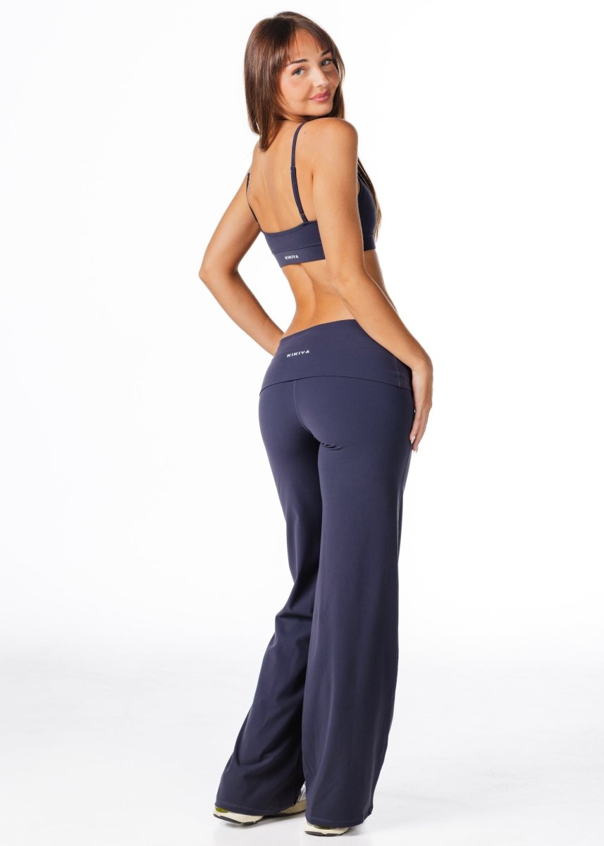 Fold Over 'Flow' Flares - Dark Navy - Kikiva Collection