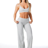 Fold Over 'Flow' Flares - Light Grey - Kikiva Collection