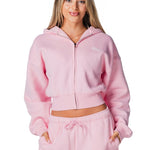 Gals on Tour Cropped Zip Jacket - Blush Pink - Kikiva Collection