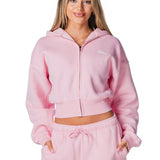 Gals on Tour Cropped Zip Jacket - Blush Pink - Kikiva Collection