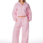 Gals on Tour Cropped Zip Jacket - Blush Pink - Kikiva Collection