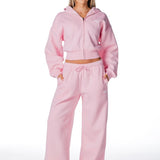 Gals on Tour Cropped Zip Jacket - Blush Pink - Kikiva Collection