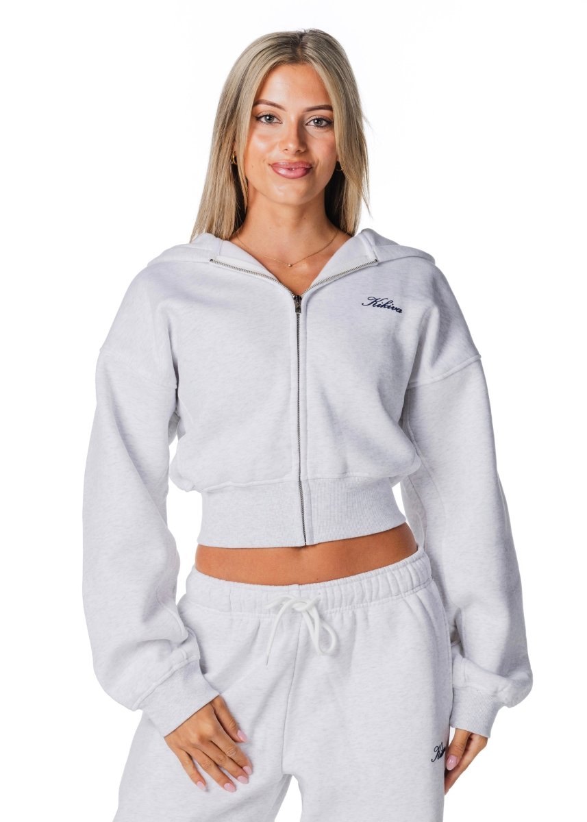 Gals on Tour Cropped Zip Jacket - Cloud Grey - Kikiva Collection