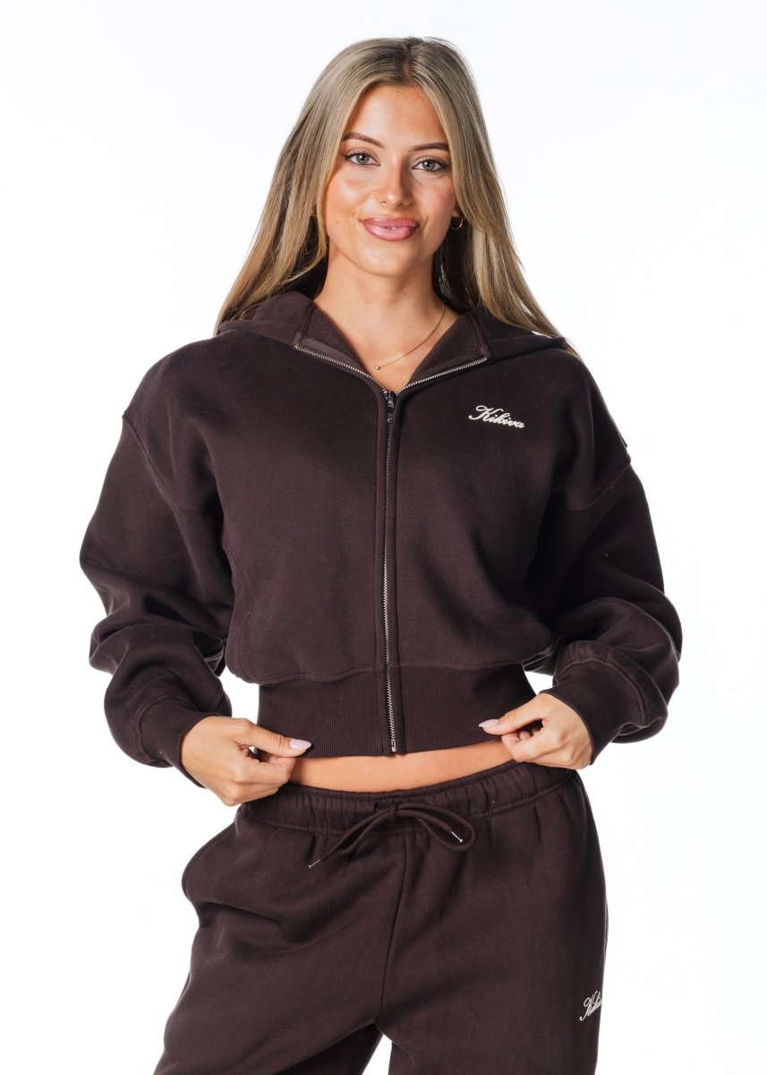 Gals on Tour Cropped Zip Jacket - Cocoa Brown - Kikiva Collection
