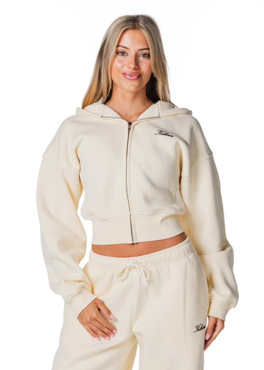 Gals on Tour Cropped Zip Jacket - Cream - Kikiva Collection