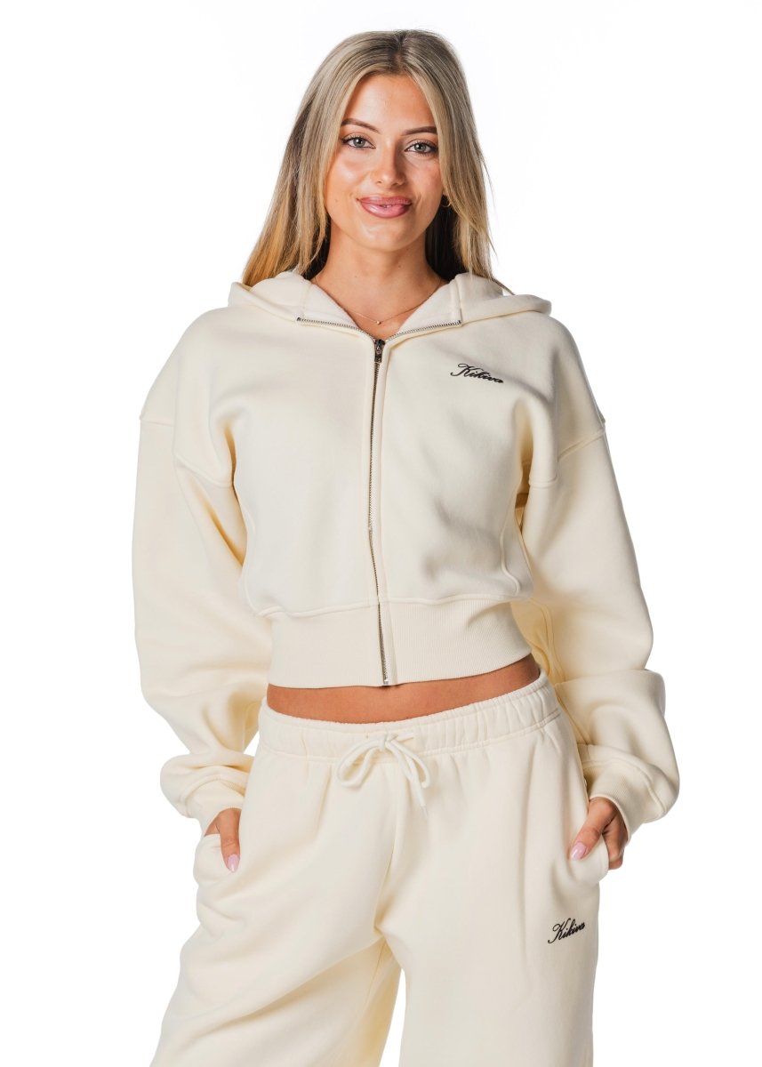 Gals on Tour Cropped Zip Jacket - Cream - Kikiva Collection