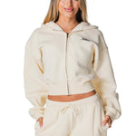 Gals on Tour Cropped Zip Jacket - Cream - Kikiva Collection