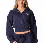 Gals on Tour Cropped Zip Jacket - Dark Navy - Kikiva Collection
