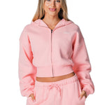 Gals on Tour Cropped Zip Jacket - Peach Sorbet - Kikiva Collection