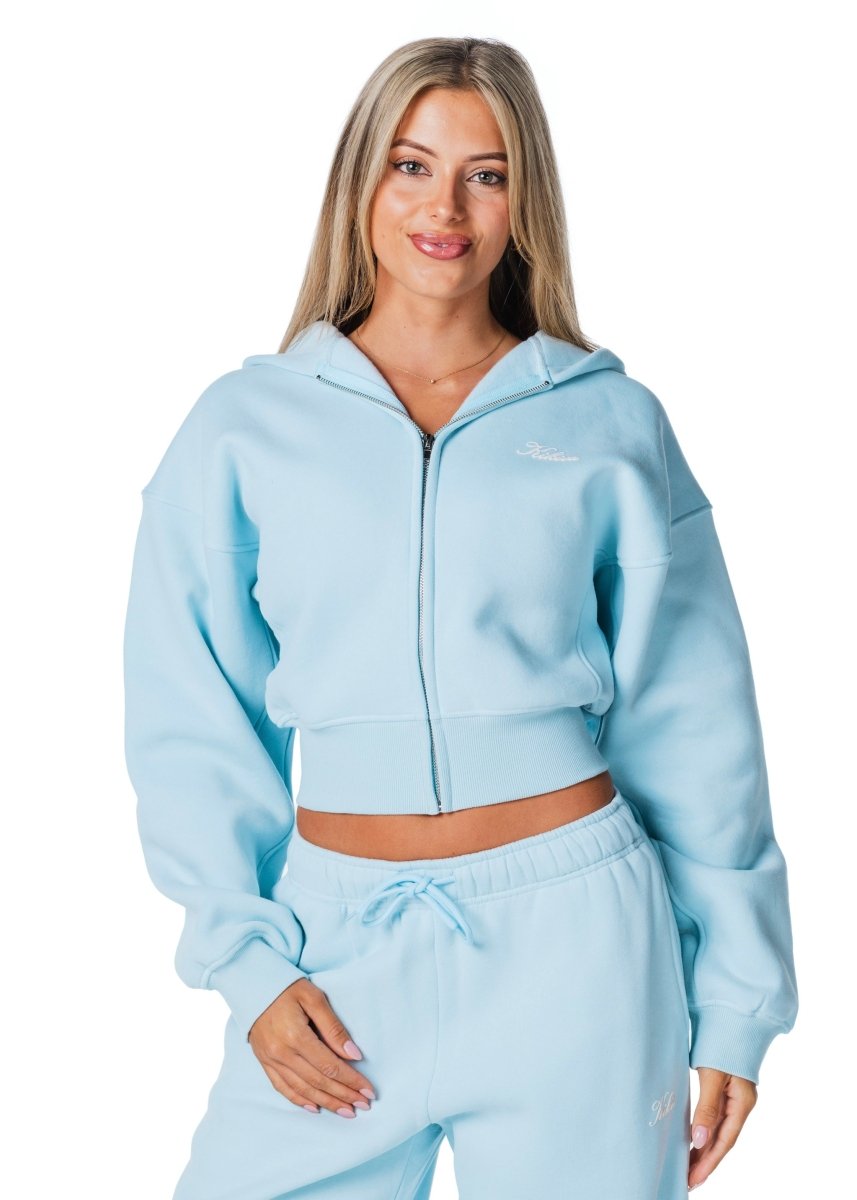 Gals on Tour Cropped Zip Jacket - Powder Blue - Kikiva Collection