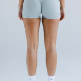 Aria Cross Over Scrunch Shorts - Stone Grey