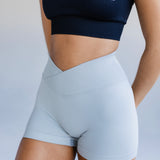 Aria Cross Over Scrunch Shorts - Stone Grey