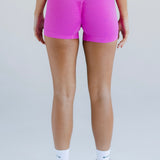 Aria Cross Over Scrunch Shorts - Electric Pink