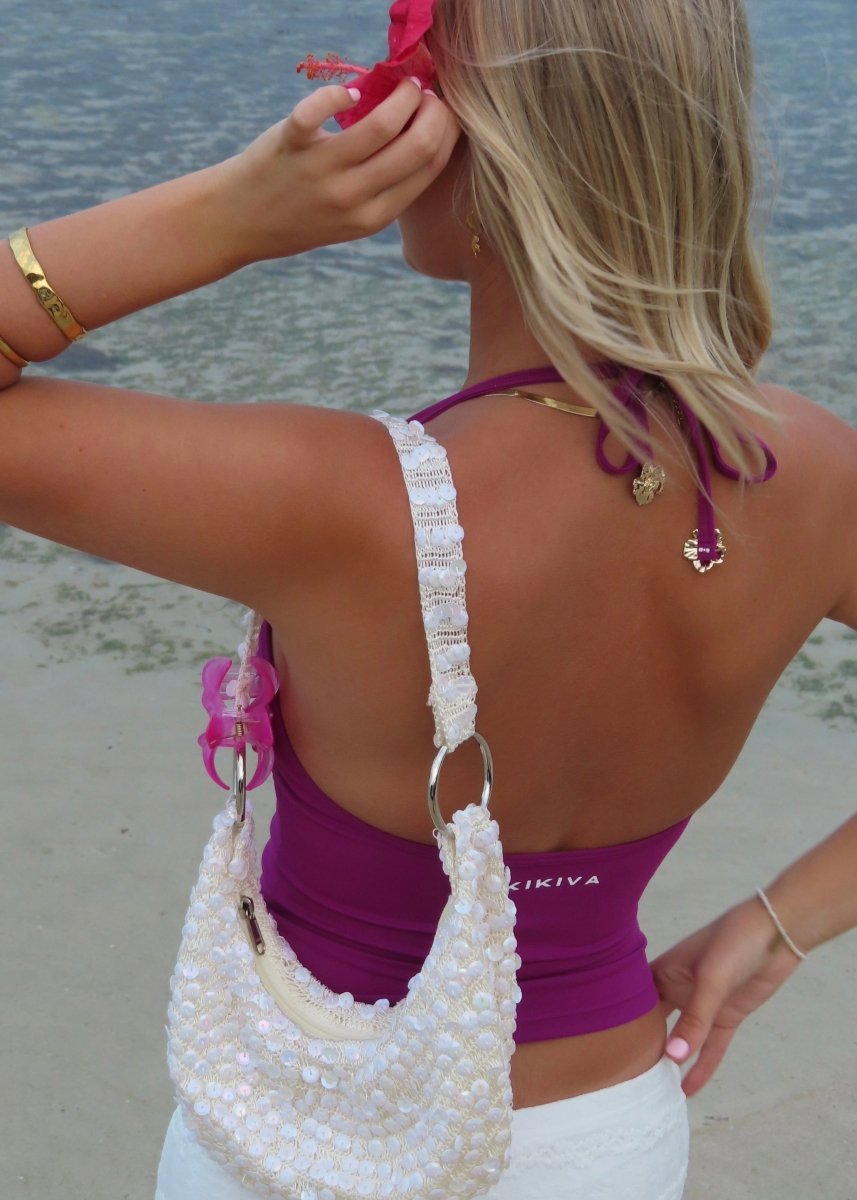 'Jess' Hibiscus Singlet - Magenta - Kikiva Collection