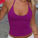'Jess' Hibiscus Singlet - Magenta - Kikiva Collection