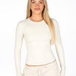 Kikiva Basic Tee Long Sleeve - Cream - Kikiva Collection