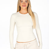 Kikiva Basic Tee Long Sleeve - Cream - Kikiva Collection