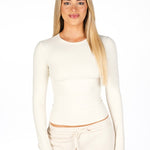 Kikiva Basic Tee Long Sleeve - Cream - Kikiva Collection
