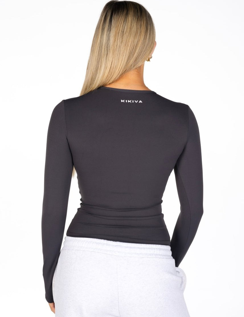 Kikiva Basic Tee Long Sleeve - Dark Grey - Kikiva Collection