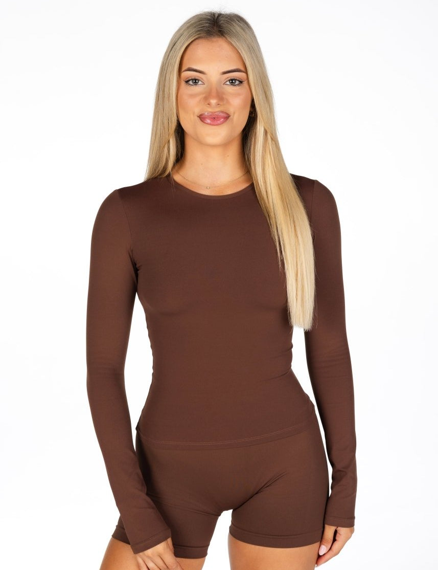Kikiva Basic Tee Long Sleeve - Mocha Brown - Kikiva Collection