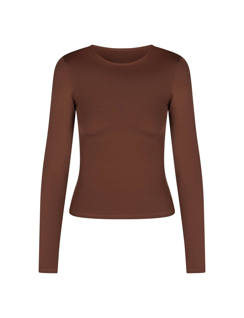 Kikiva Basic Tee Long Sleeve - Mocha Brown - Kikiva Collection