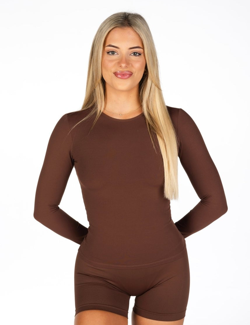 Kikiva Basic Tee Long Sleeve - Mocha Brown - Kikiva Collection