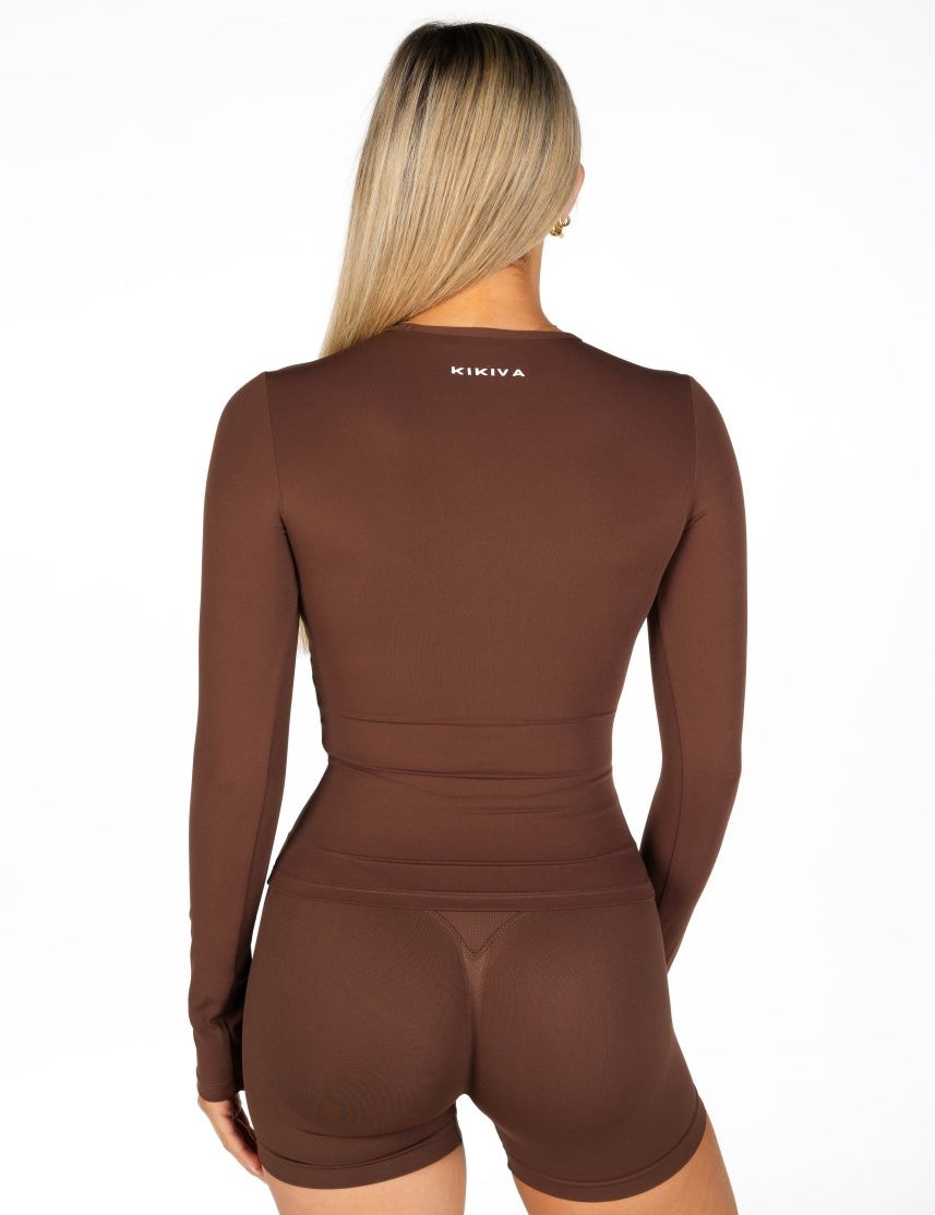 Kikiva Basic Tee Long Sleeve - Mocha Brown - Kikiva Collection