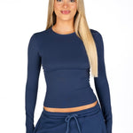 Kikiva Basic Tee Long Sleeve - Navy - Kikiva Collection