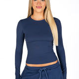 Kikiva Basic Tee Long Sleeve - Navy - Kikiva Collection