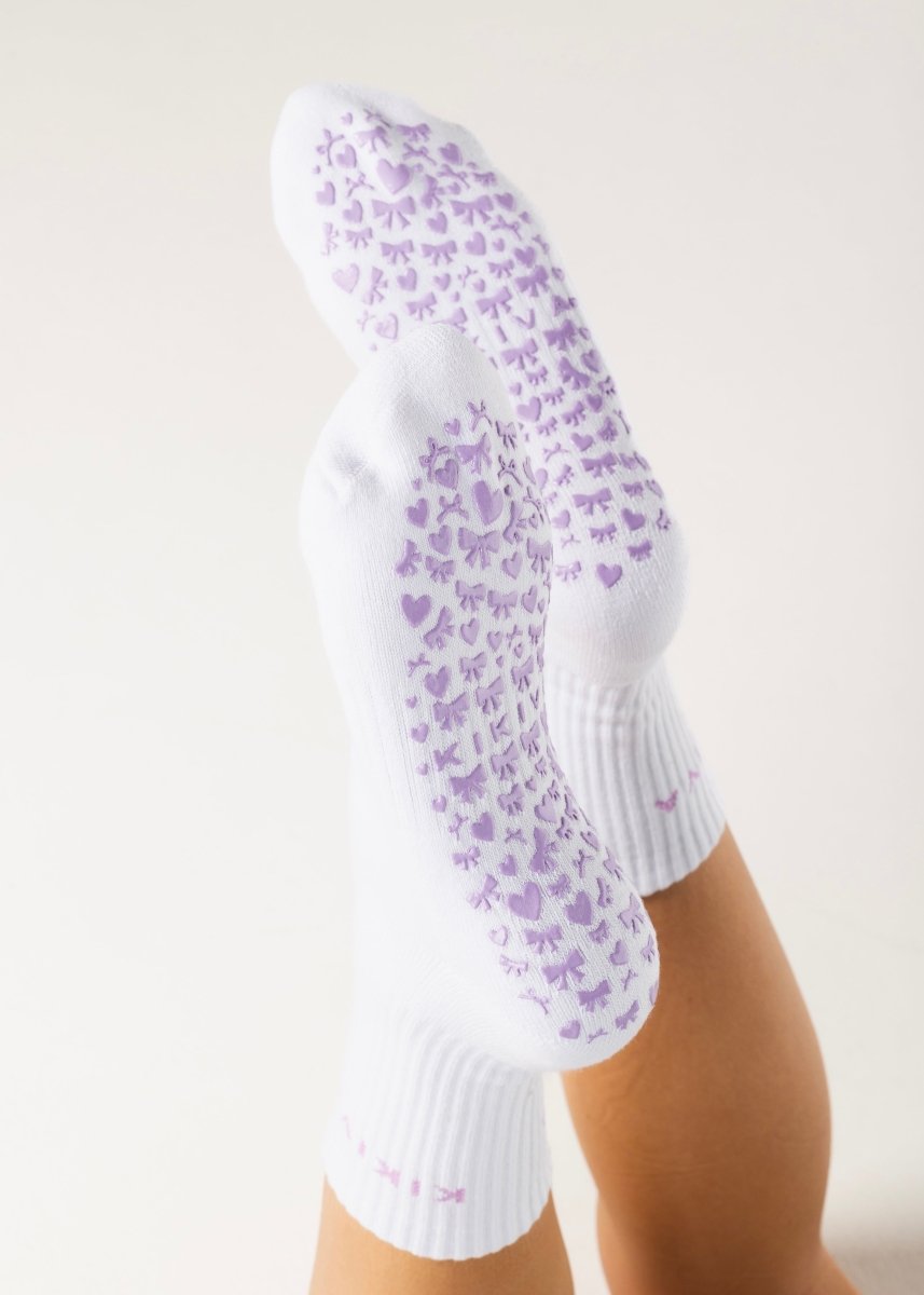 Kikiva 'Bow' Pilates Grip Socks - Baby Purple - Kikiva Collection