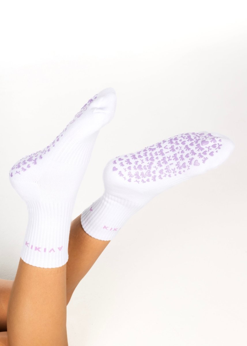 Kikiva 'Bow' Pilates Grip Socks - Baby Purple - Kikiva Collection
