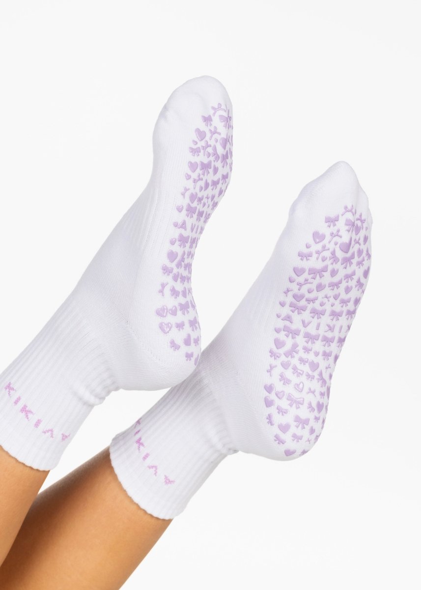 Kikiva 'Bow' Pilates Grip Socks - Baby Purple - Kikiva Collection