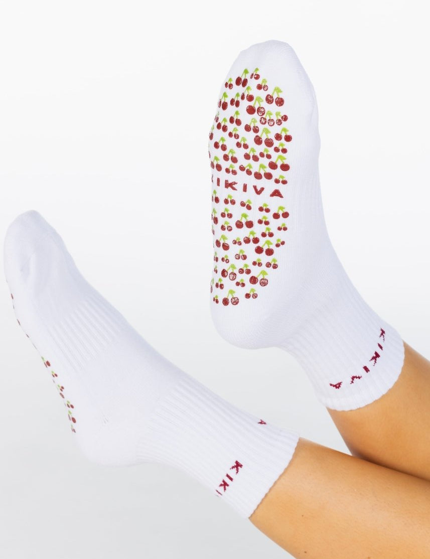 Kikiva 'Cherry' Pilates Grip Socks - Kikiva Collection