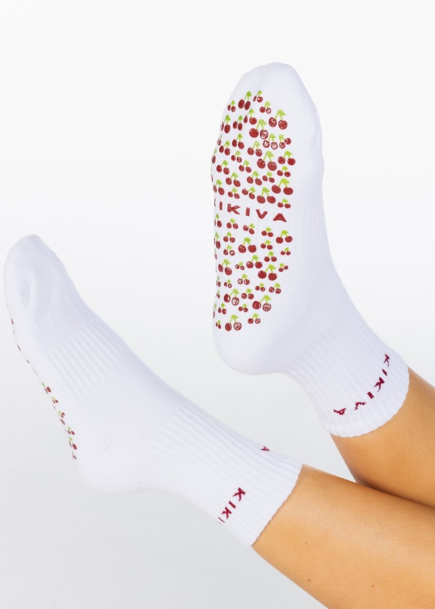 Kikiva 'Cherry' Pilates Grip Socks - Kikiva Collection