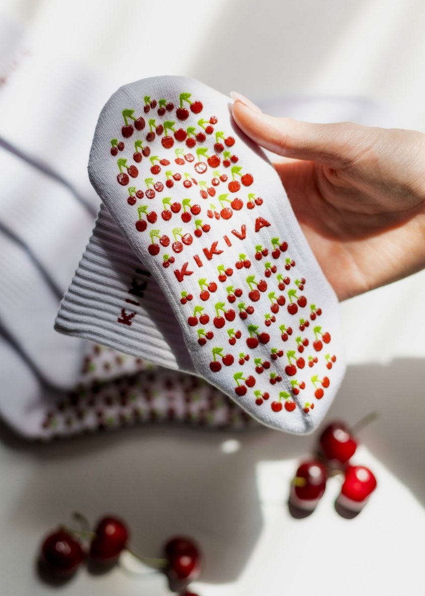 Kikiva 'Cherry' Pilates Grip Socks - Kikiva Collection