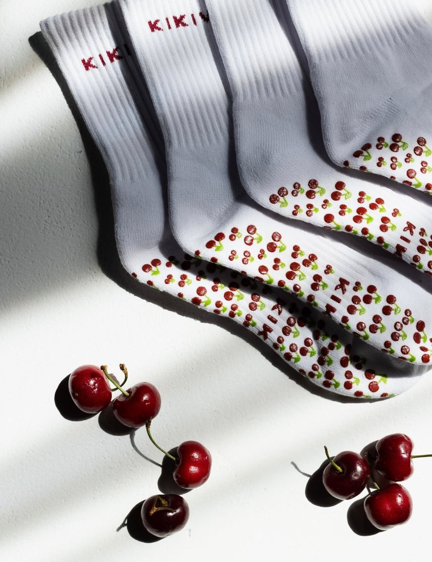 Kikiva 'Cherry' Pilates Grip Socks - Kikiva Collection