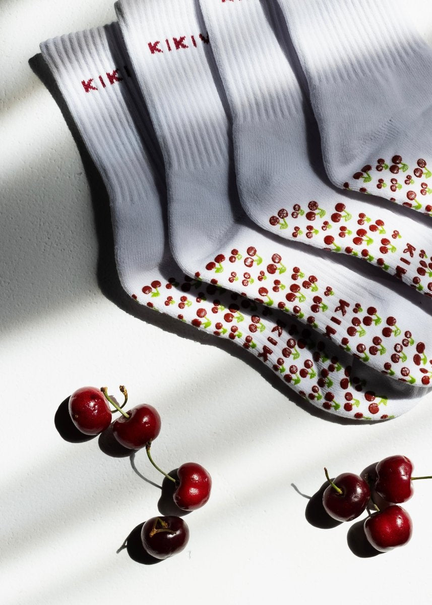 Kikiva 'Cherry' Pilates Grip Socks - Kikiva Collection