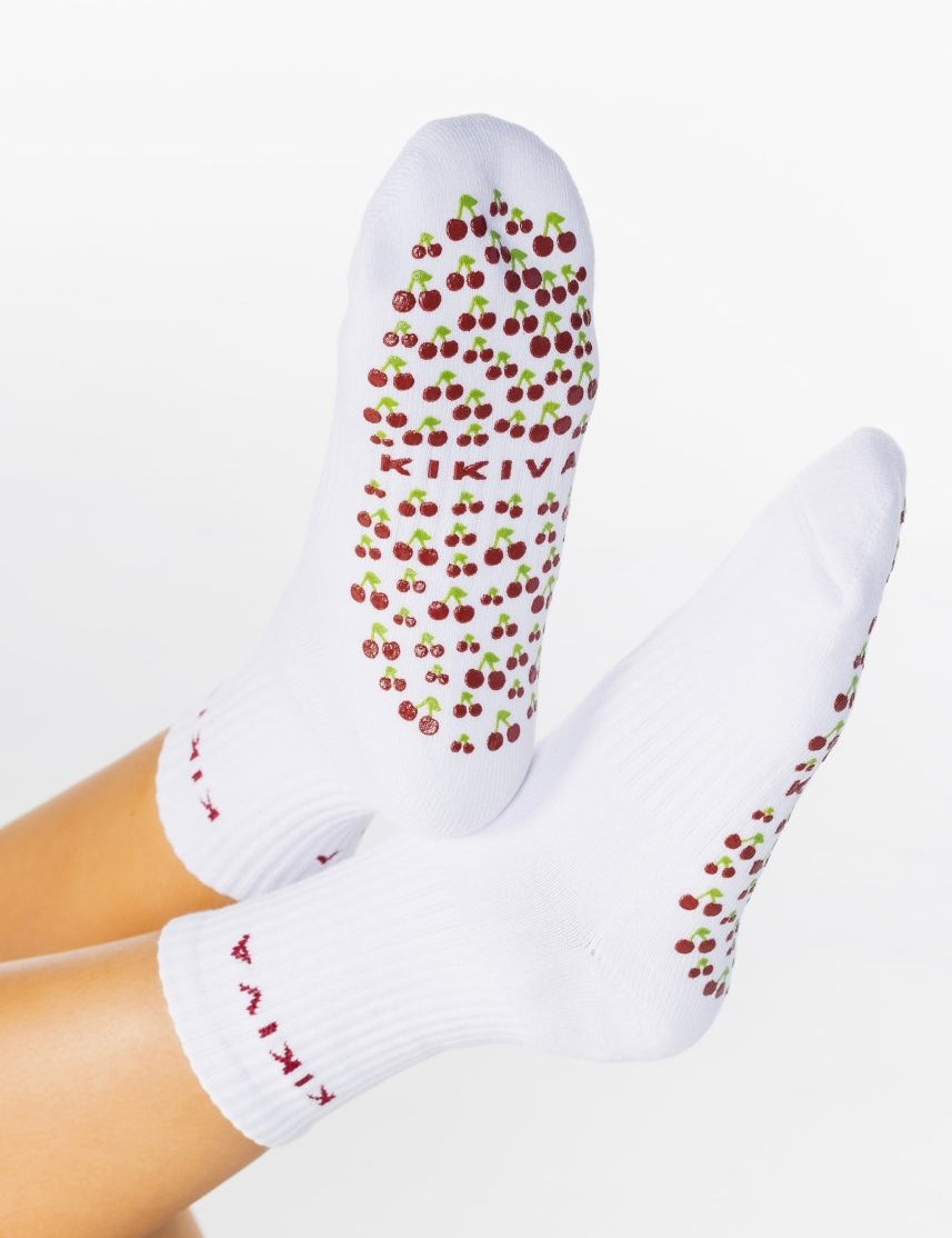 Kikiva 'Cherry' Pilates Grip Socks - Kikiva Collection